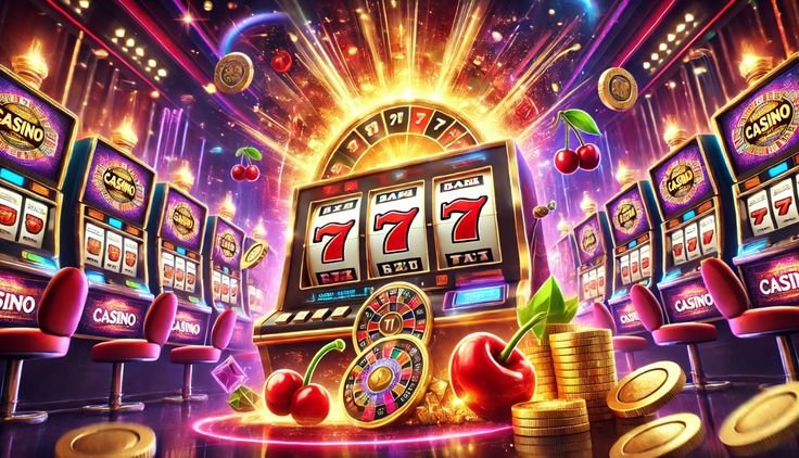 Tampilan permainan Sweet Bonanza dengan grid 6x5 dan simbol-simbol buah berwarna cerah
